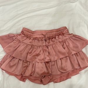 Light pink ruffle mini skirt